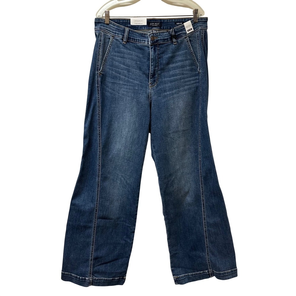 Judy Blue High Rise Medium Wash Trouser Wide Leg Jeans 18W JB82656MD-CO-PL